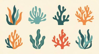 Bir dizi el yapımı deniz elementleri