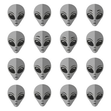 Farklı tipte uzaylı kafaları olan kusursuz desenler. vektör illüstrasyonu