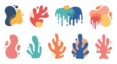 Soyut şekiller dizisi. Sosyal medya veya sosyal tasarım için el çizimi vektör çizimleri.