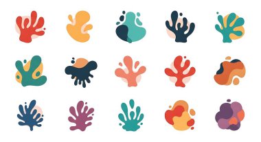 Bitkilerle birlikte soyut vektör geometrik elementler kümesi.