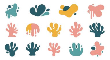 Soyut renkli el çizimi vektör çizimleri seti. Modern modern modern sanat. modern soyut sanat arkaplanı.