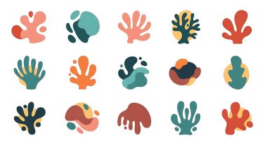 Soyut şekillerin soyut renkli vektör çizimleri kümesi.