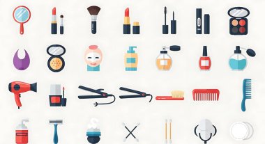 Kozmetik simgeleri kümesi