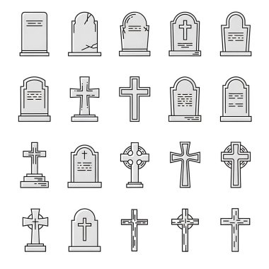 mezarlık simgelerinin vektör kümesi