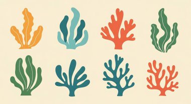 El çizimi deniz bitkileri kümesi