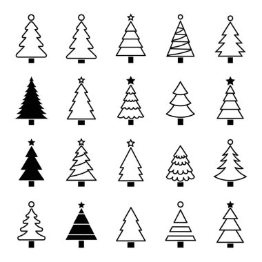 Noel ağacı seti. Noel ağacı ikonu. Noel ağacı simgesi.