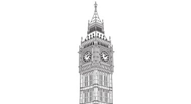 Londra büyük şehir kulesi vektör çizimi. Londra mimarisi.