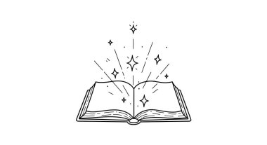 Sihirli sihirli kitap sihirli değnek vektör illüstrasyon tasarımı