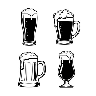 El çizimi bira bardakları.