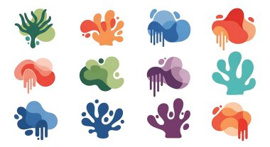 Farklı renkte vektör el çizimleri. soyut şekiller ve şekiller.