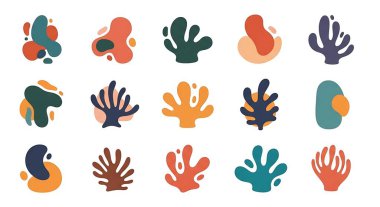 vektör set deniz hayvanları, balık, denizyıldızı, mercan, denizyıldızı, mercan, deniz hayvanları. deniz yaşamı.