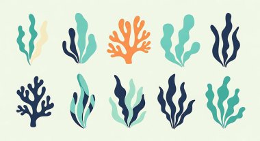 Mercan ve deniz bitkileri seti