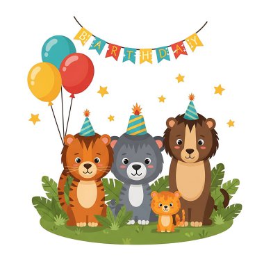 Mutlu yıllar sana tatlı aslan ve balonlu.