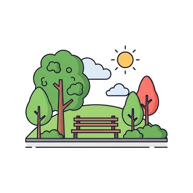 ağaçlar, ağaçlar, park, ağaçlar, parkın düz renk ikonu taşıyıcısı