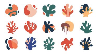 Tasarım, baskılar ve posterler için farklı şekil ve şekillerin el çizimleri, vektör çizimleri