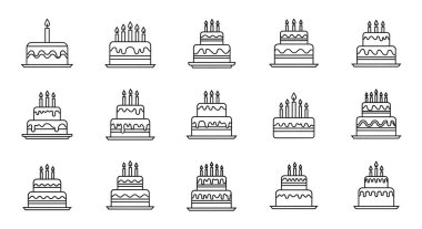 doğum günü pastası simgeleri seti, özet biçimi