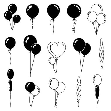 Beyaz arkaplanda siyah balonların vektör çizimi
