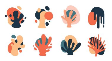 soyut vektör kümesi el çizimi şekiller ve noktalar, karalama şekilleri, noktalar ve çizgiler dekorasyon için.