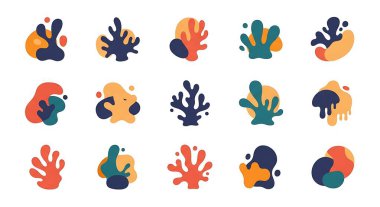 Bir grup deniz hayvanı. Deniz hayvanlarının vektör çizimi