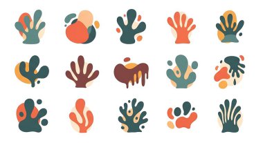 Bir dizi soyut el çizimi vektör çizimleri. soyut renkli şekiller ve elementler.