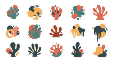 Elle çizilmiş ögelerle soyut vektör şekilleri kümesi.