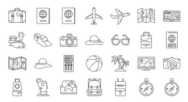 seyahat etmek simge seti, anahat stili