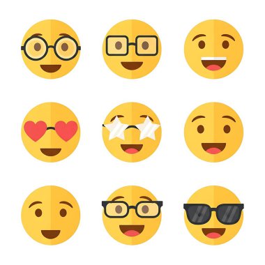 Farklı emoji ifadeleri seti