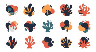 Soyut düz şekiller seti. Modern tasarım şablonları. modern soyut arkaplan. vektör illüstrasyonu.