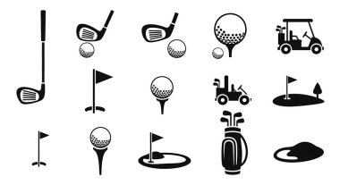 Golf Icons set. Beyaz arka plan üzerinde izole web için 9 golf vektör simgeler basit set