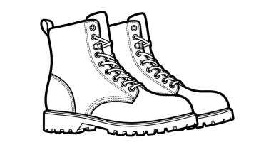 Bir çift klasik spor ayakkabı. siyah ve beyaz vektör çizimi.