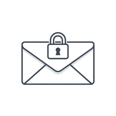 Asma kilit ikon vektör illüstrasyon grafik tasarımı içeren zarf