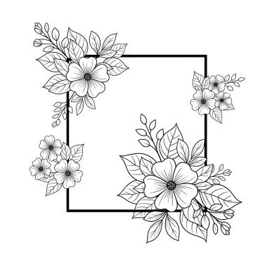 Kartpostal için güzel çiçek çerçevesinin vektör çizimi