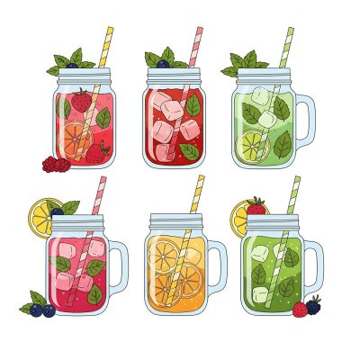 Kadehlerde farklı meyveler.