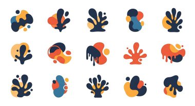 El çizimi şekilli düz tropikal bitkiler. Yazdırma tasarımı ve web için vektör çizimleri.