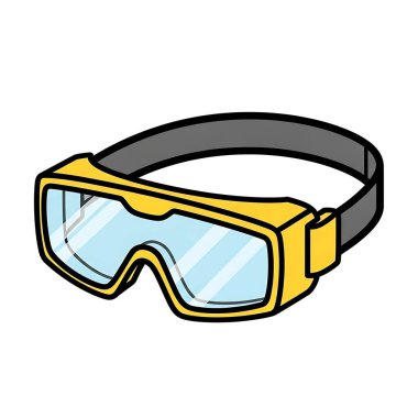 Sarı kayak gözlüğü simgesi, çizgi film tarzı