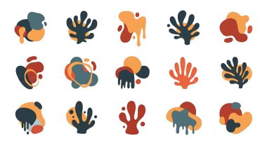 Renkli bitkilerin el çizimi soyut vektör çizimi. doğal bitki ve çiçeklerin toplanması, bitkiler, bitkiler.