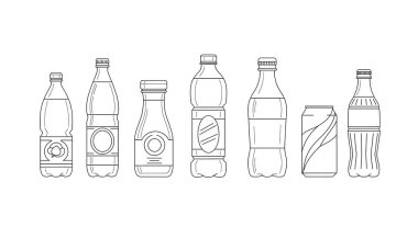 Gazozlu çeşitli şişeler..