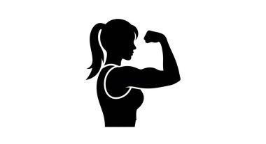 Güçlü kadın biceps simgesini kaldırıyor, siluet tarzı