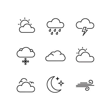 Hava simgeleri ayarlandı. vektör illüstrasyonu