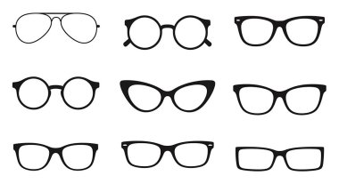 Beyaz arkaplanda gözlük simgesi ayarlandı