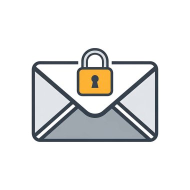 e- posta zarfı ve kilit vektör simgesi beyaz arkaplanda izole edildi