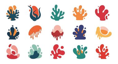 Tropikal bitkilerin, egzotik tropikal bitkilerin, egzotik bitkilerin vektör simgeleri..