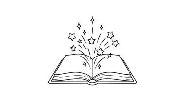 Sihirli kitap ve yıldızlar vektör illüstrasyon tasarımı