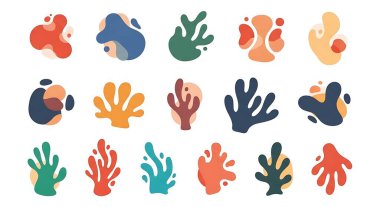 El boyası vektör seti, soyut renkli şekiller, tekstil için modern modern tasarım, baskı, ambalaj kağıdı, kapak, kumaş, tekstil ve daha fazlası..