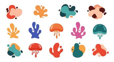 Farklı soyut el çizimleri seti, beyaz arkaplanda izole edilmiş vektör çizimi