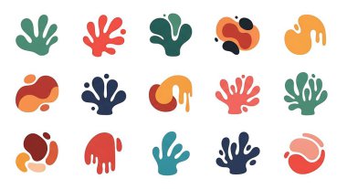 Farklı şekil ve renklerdeki renkli simgelerin vektör çizimi