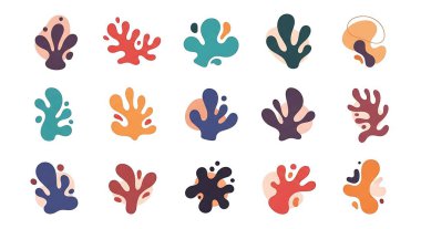 Şirin renkli bir deniz yaşamı koleksiyonunun vektör çizimi