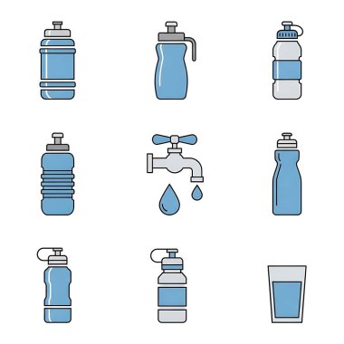 su şişeleri kümesi