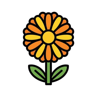 çiçek vektörü düz renk simgesi