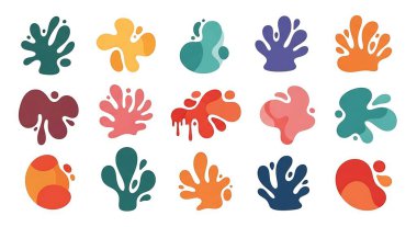 Renkli el çizimi vektör çizimleri. Modern soyut şekiller. çağdaş sanat ögeleri.